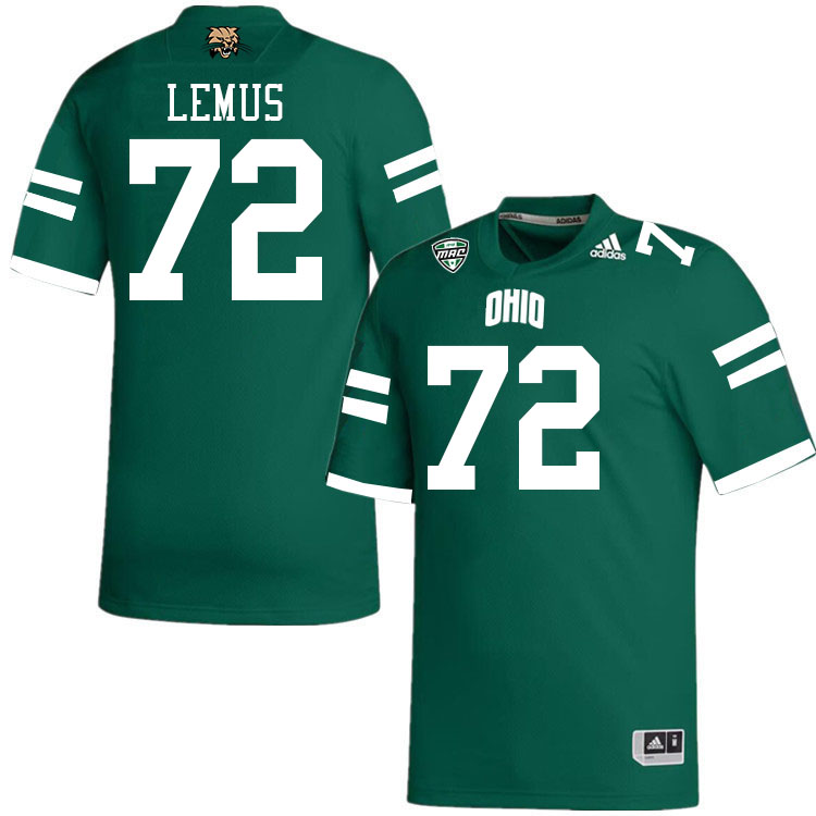 Ohio Bobcats #72 Jakob Lemus College Football Jerseys Stitched-Green